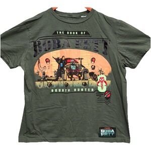 Disney Book Of Boba Fett T-shirt Size L Green Star‎ Wars Bounty Hunter Character